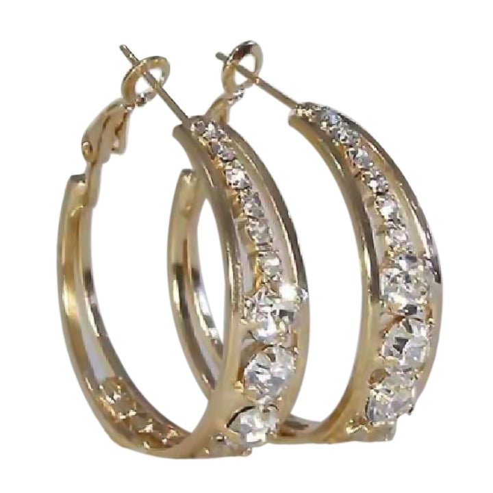 Earring Rhinestone Inlaid Jewelry Accessories Alloy Shiny Banquet Hoop Earrings for Wedding Image 8