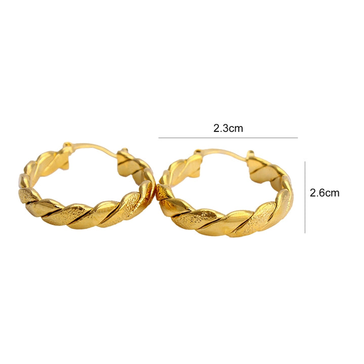 Earrings Round Shape Fine Workmanship Sturdy Gold Color Twisted Braided Earrings for Gift Image 4