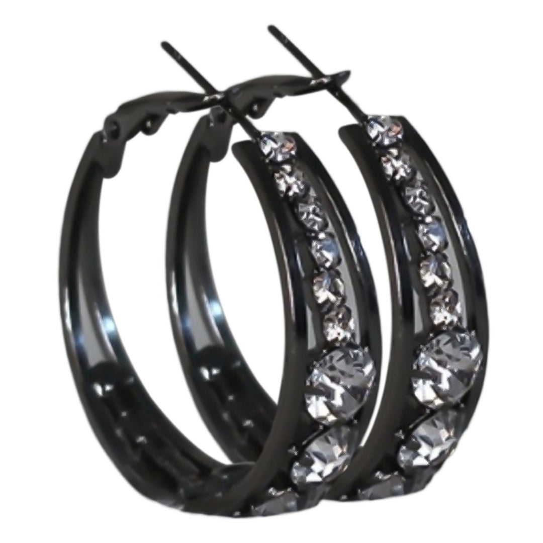 Earring Rhinestone Inlaid Jewelry Accessories Alloy Shiny Banquet Hoop Earrings for Wedding Image 1