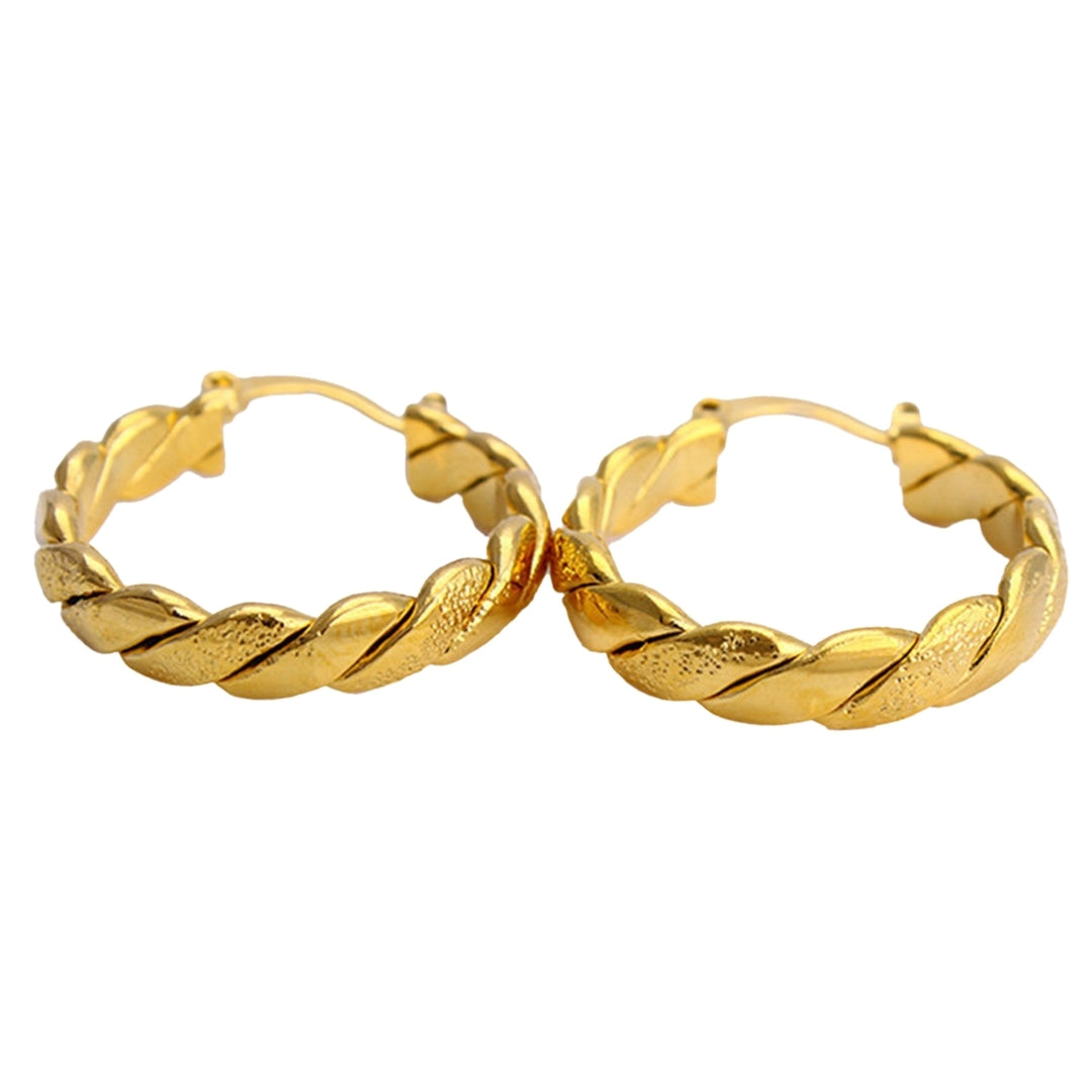 Earrings Round Shape Fine Workmanship Sturdy Gold Color Twisted Braided Earrings for Gift Image 6