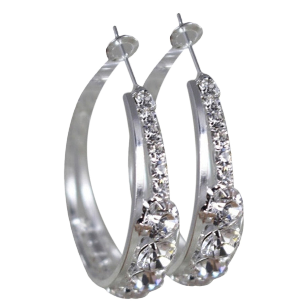 Earring Rhinestone Inlaid Jewelry Accessories Alloy Shiny Banquet Hoop Earrings for Wedding Image 10