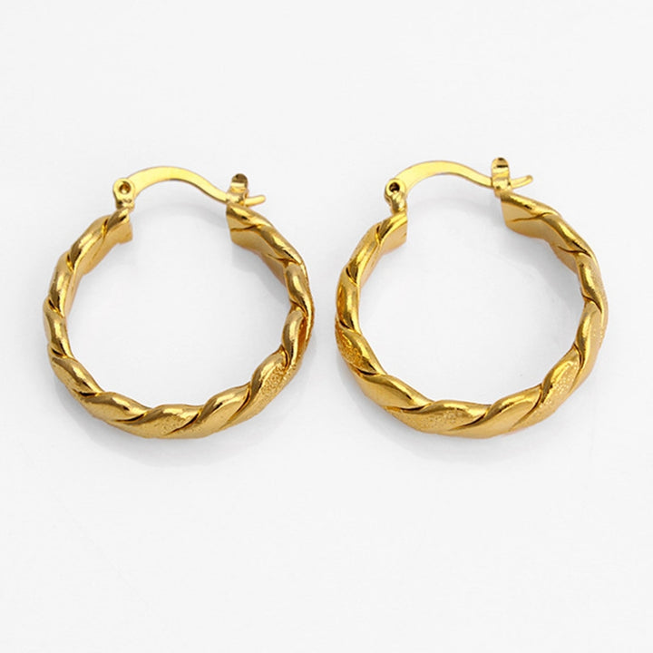 Earrings Round Shape Fine Workmanship Sturdy Gold Color Twisted Braided Earrings for Gift Image 7