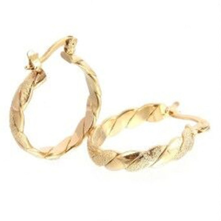 Earrings Round Shape Fine Workmanship Sturdy Gold Color Twisted Braided Earrings for Gift Image 8