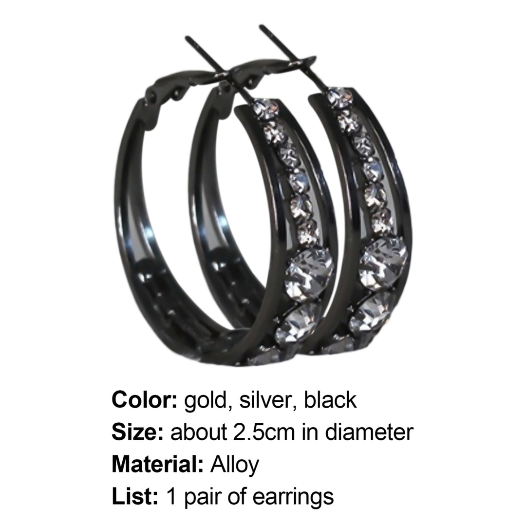 Earring Rhinestone Inlaid Jewelry Accessories Alloy Shiny Banquet Hoop Earrings for Wedding Image 12