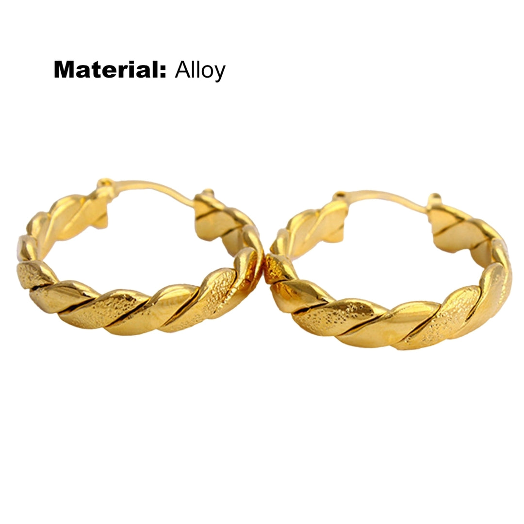 Earrings Round Shape Fine Workmanship Sturdy Gold Color Twisted Braided Earrings for Gift Image 9