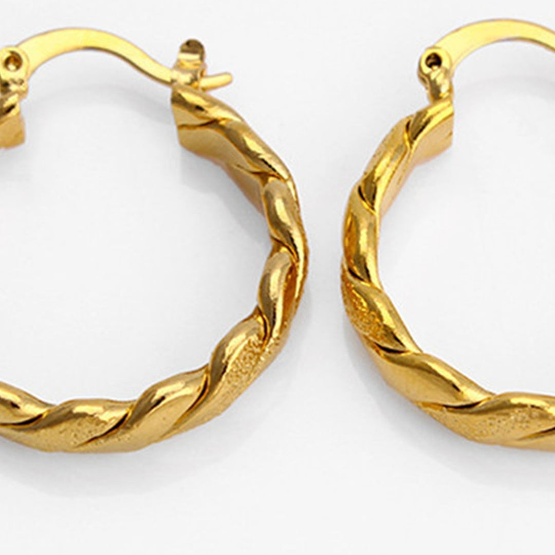 Earrings Round Shape Fine Workmanship Sturdy Gold Color Twisted Braided Earrings for Gift Image 11