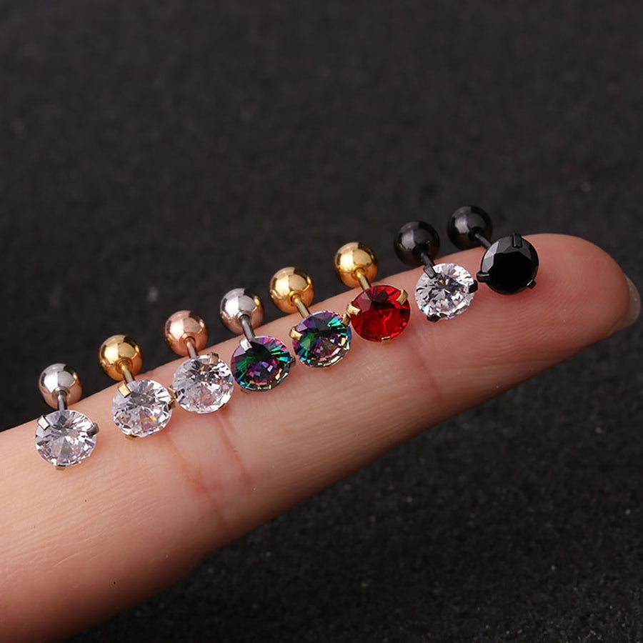 1Pc Women Earring Cubic Zirconia Small Jewelry Accessory Shiny Colorful Stud Earring for Shopping Image 1