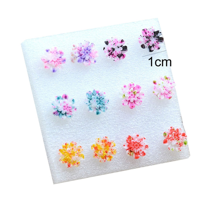 6Pairs Earrings Mini Portable Cute Various Colors Sweet Resin Marguerite Ear Ring Jewelry for Date Image 4