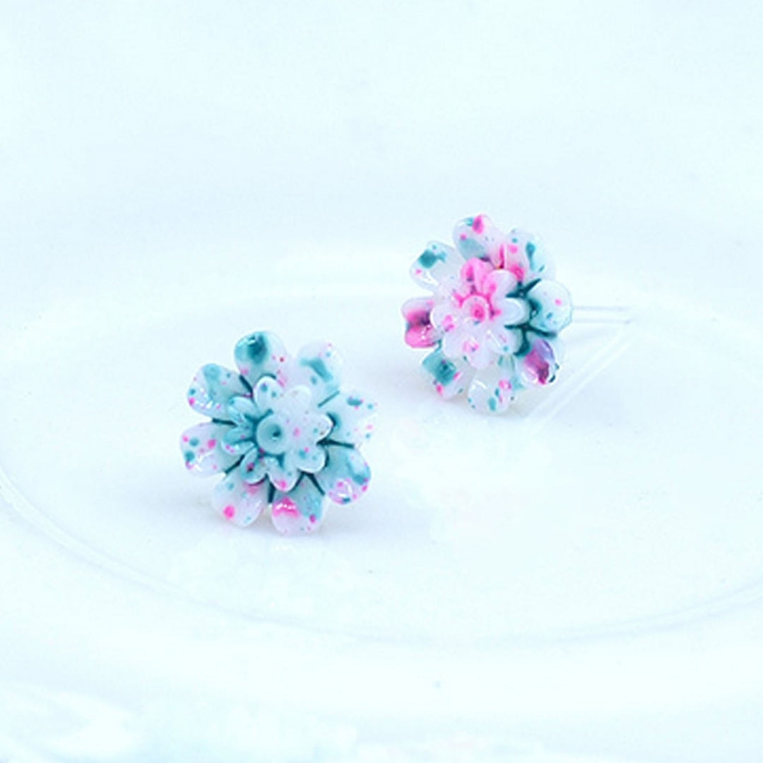 6Pairs Earrings Mini Portable Cute Various Colors Sweet Resin Marguerite Ear Ring Jewelry for Date Image 9