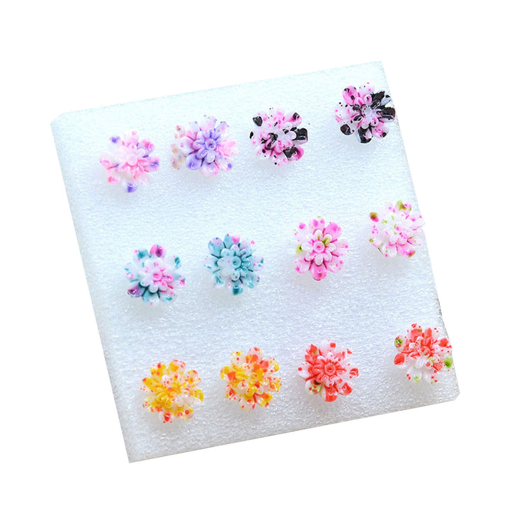 6Pairs Earrings Mini Portable Cute Various Colors Sweet Resin Marguerite Ear Ring Jewelry for Date Image 11