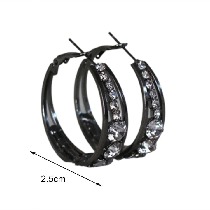 Women Earrings Attractive Shiny Rhinestones Inlaid Hoop Earrings Piercing Jewelry for Party Image 4