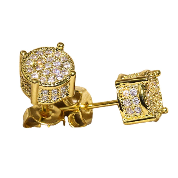 Stud Earrings Glossy All-match Eye-catching Four Claws Earring Ear Studs for Daily Wear Image 1