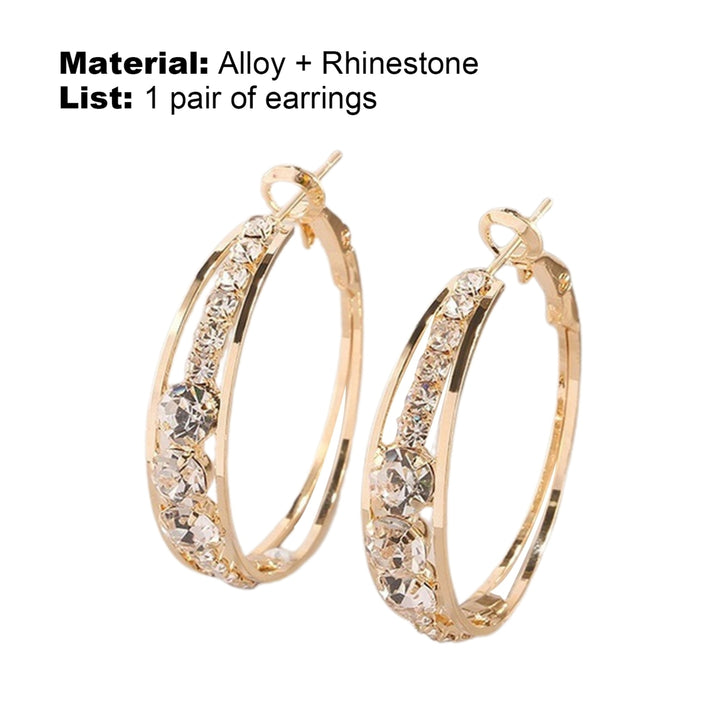 Women Earrings Attractive Shiny Rhinestones Inlaid Hoop Earrings Piercing Jewelry for Party Image 10