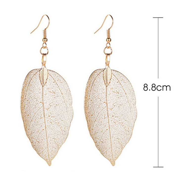 Tree Leaf Shape Alloy Hollow Bright Dangle Hook Earrings Fashion Jewelry for Wedding Image 11