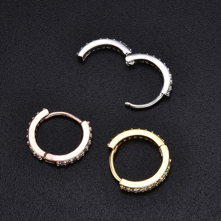 Women Earring Rhinestone Simple Mini Piercing Hoop Studs Earlobe Tragus Circle for Female Image 12