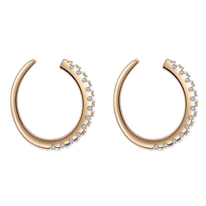 1 Pair SILVERHOO Earrings Round Shape Simple Ear Accessories Opening Circle Cubic Zirconia Earrings for Friends Image 4