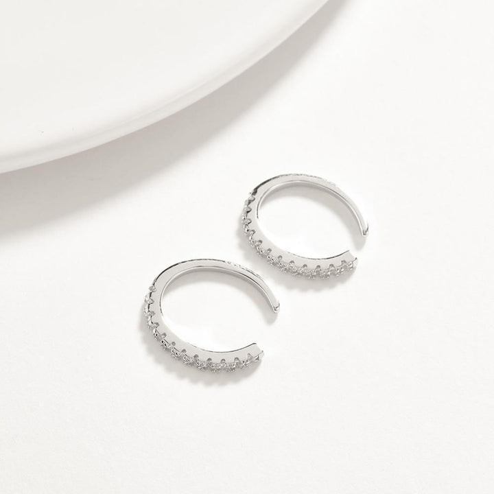 1 Pair SILVERHOO Earrings Round Shape Simple Ear Accessories Opening Circle Cubic Zirconia Earrings for Friends Image 6