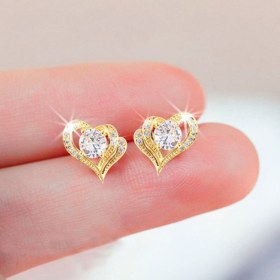 1 Pair Women Earring Heart-shaped Fashion Jewelry Alloy Woman Ear Studs Jewelry Gift for Party Image 1