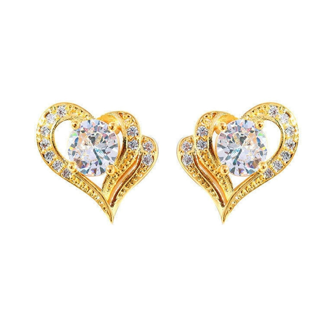 1 Pair Women Earring Heart-shaped Fashion Jewelry Alloy Woman Ear Studs Jewelry Gift for Party Image 3