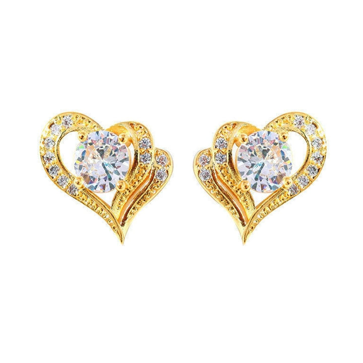 1 Pair Women Earring Heart-shaped Fashion Jewelry Alloy Woman Ear Studs Jewelry Gift for Party Image 3