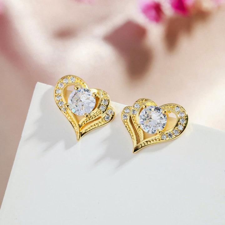1 Pair Women Earring Heart-shaped Fashion Jewelry Alloy Woman Ear Studs Jewelry Gift for Party Image 4