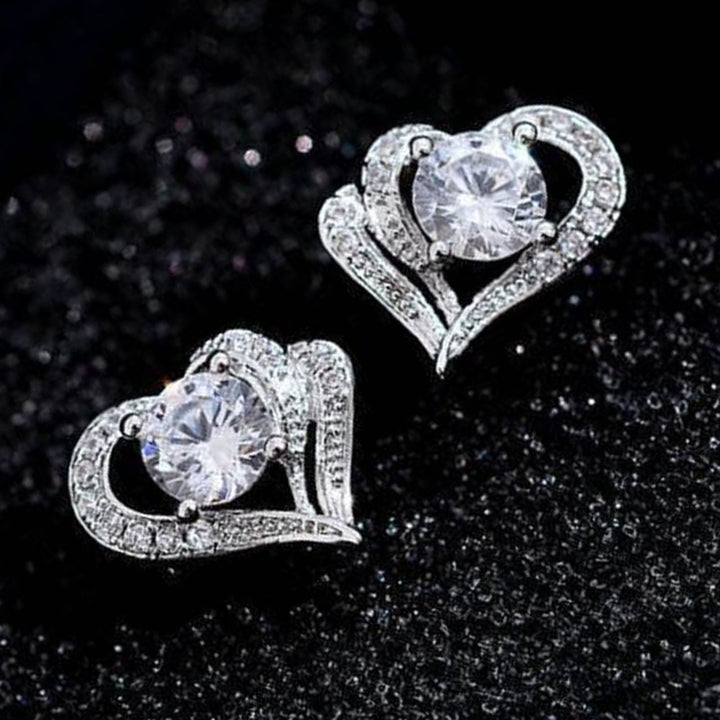 1 Pair Women Earring Heart-shaped Fashion Jewelry Alloy Woman Ear Studs Jewelry Gift for Party Image 6
