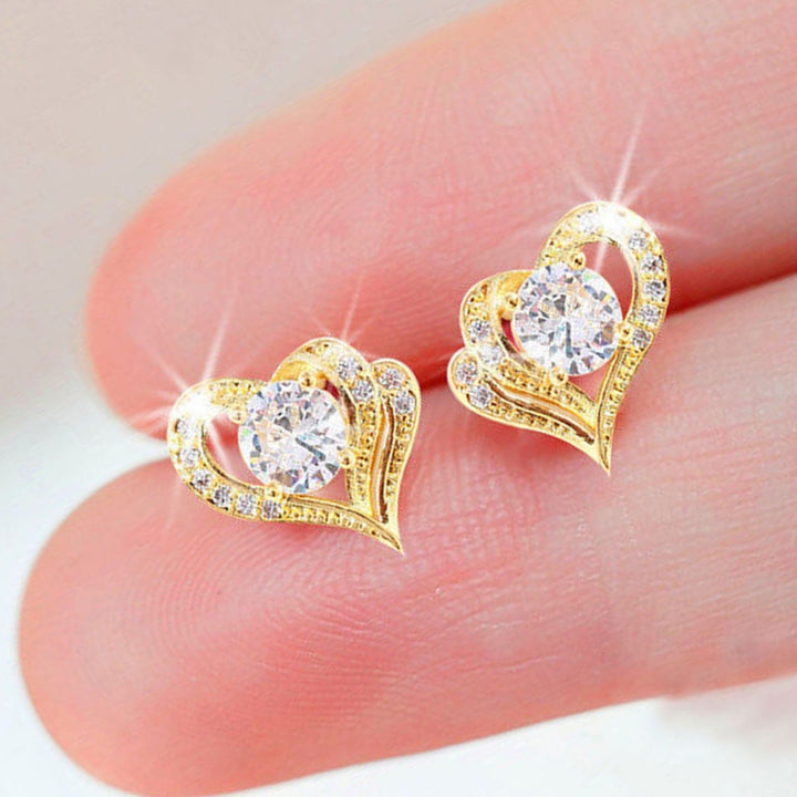 1 Pair Women Earring Heart-shaped Fashion Jewelry Alloy Woman Ear Studs Jewelry Gift for Party Image 9