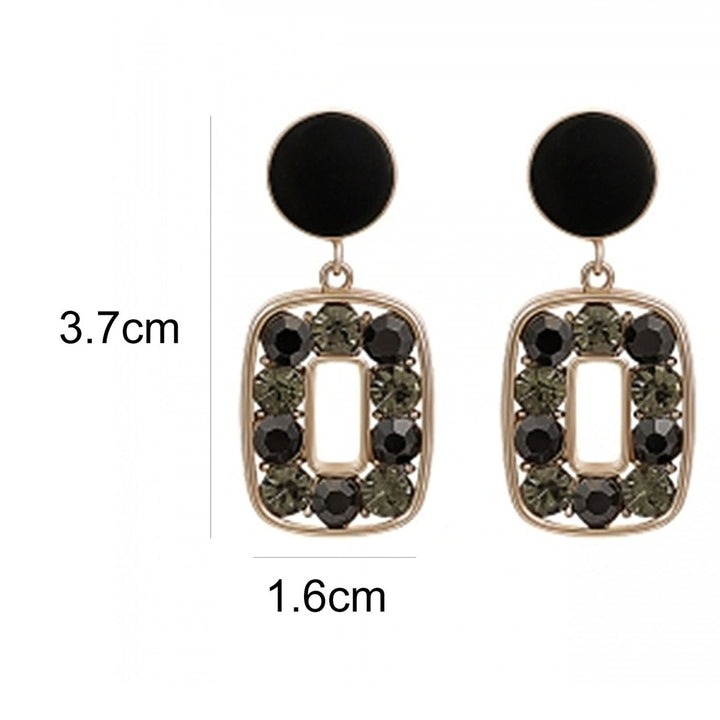1 Pair Square Unique Drop Ear Stud Geometric-shaped Eye-catching Rhinestone Stud Earrings for Holiday Image 4