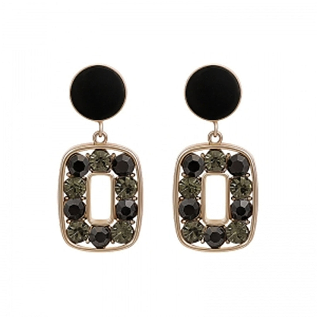1 Pair Square Unique Drop Ear Stud Geometric-shaped Eye-catching Rhinestone Stud Earrings for Holiday Image 12