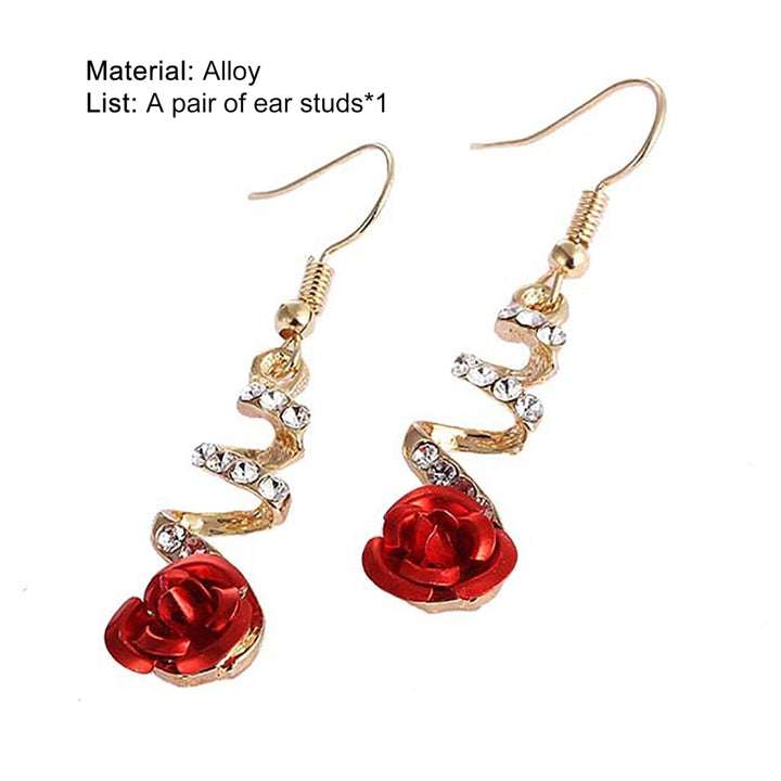 1 Pair Rose Flower Shape Women Earrings All-matched Elegant Spiral Long Dangle Earrings Jewelry Accessory Image 7