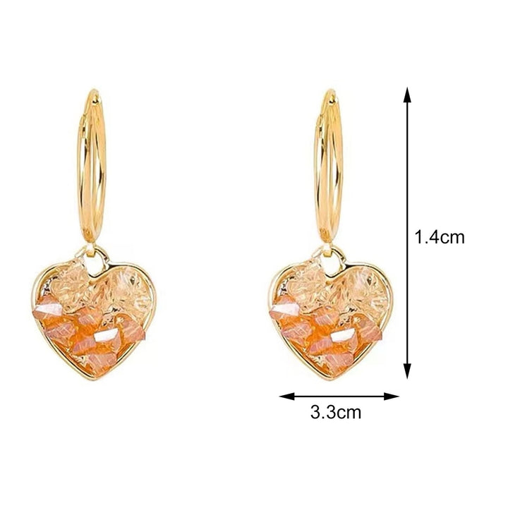 Drop Earrings Champagne Color Faux Crystal Heart Shape Irregular Surface Cute Women Earrings for Daily Wear Image 4