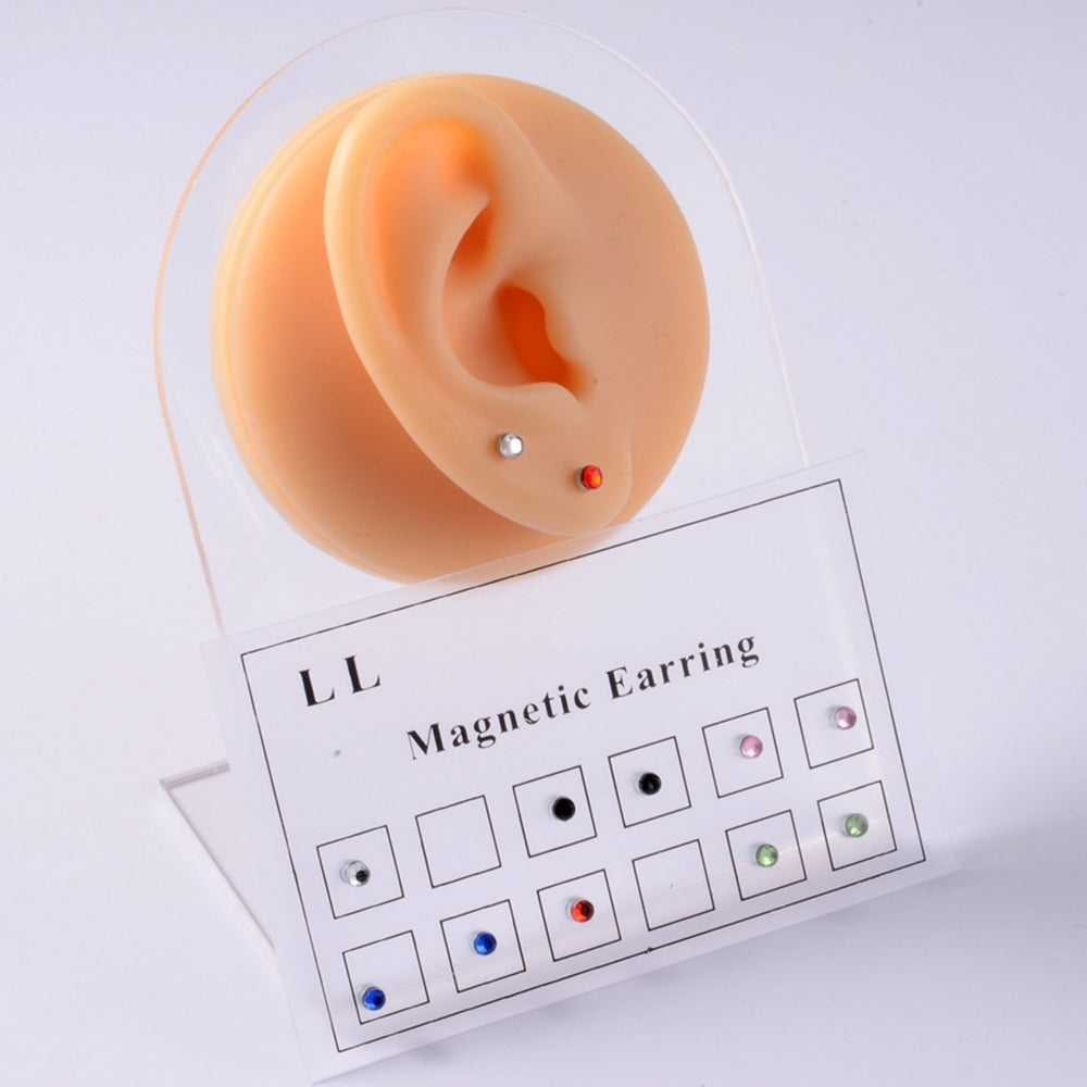 12Pcs Magnetic Stud All Match Smooth Surface Non-Pierced Magnetic Rhinestone Fake Ear Stud for Women Image 2