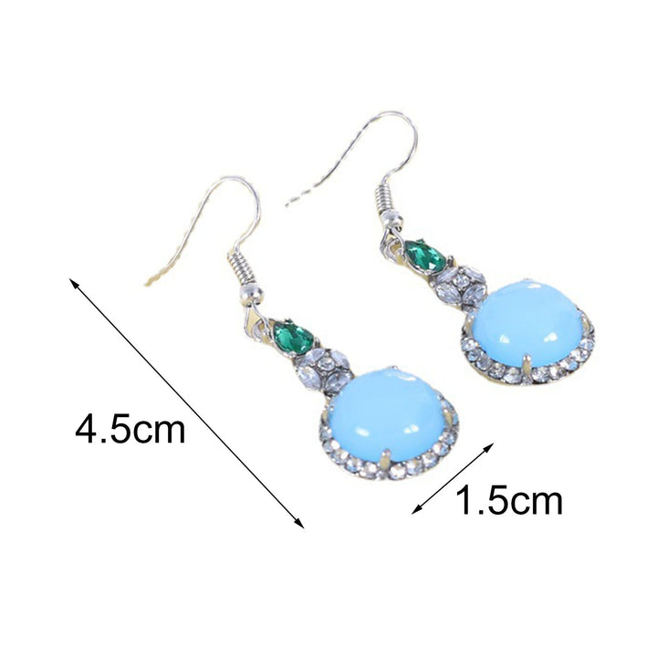 1 Pair Rhinestone Round Resin Drop Earrings Light Blue Piercing Long Hook Earrings Jewelry Gift Image 4