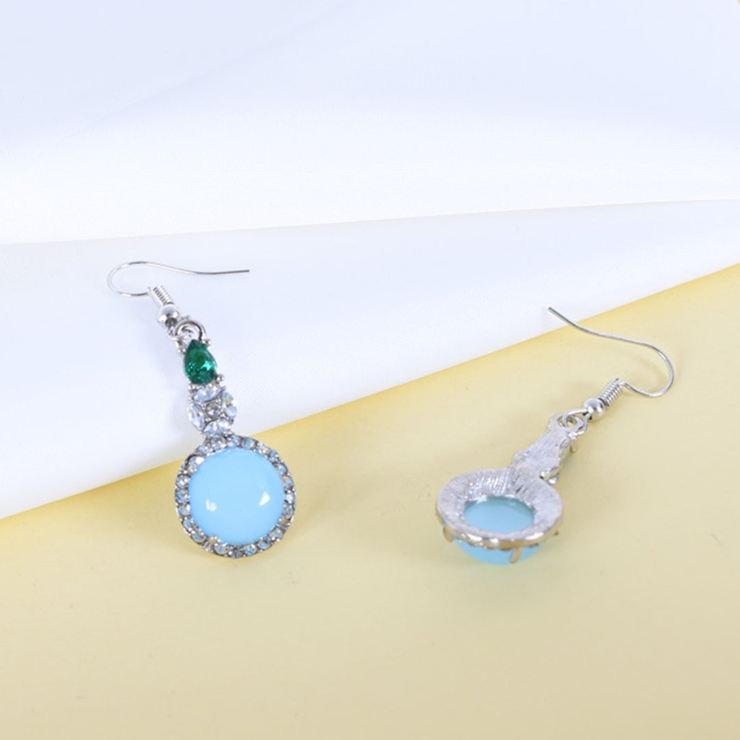 1 Pair Rhinestone Round Resin Drop Earrings Light Blue Piercing Long Hook Earrings Jewelry Gift Image 7