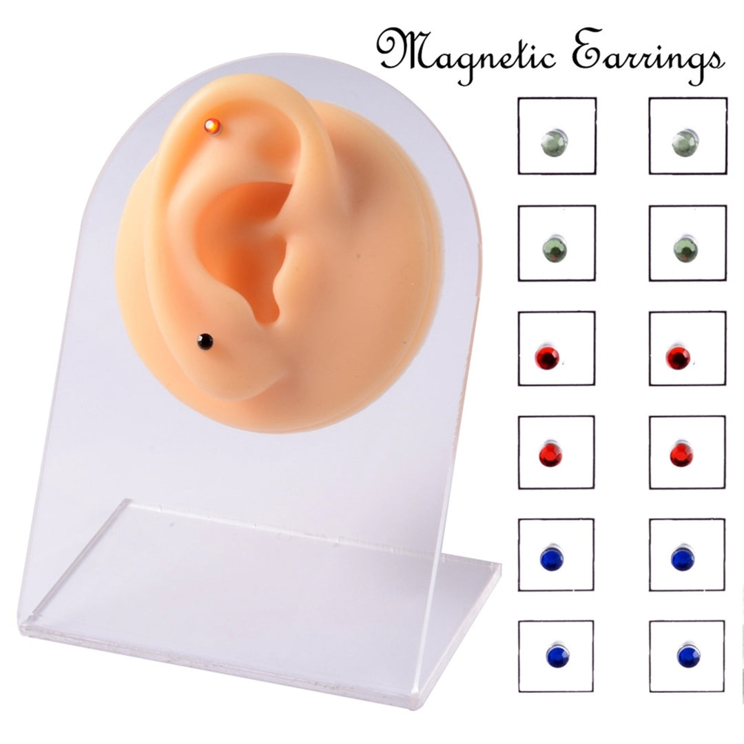 12Pcs Magnetic Stud All Match Smooth Surface Non-Pierced Magnetic Rhinestone Fake Ear Stud for Women Image 6