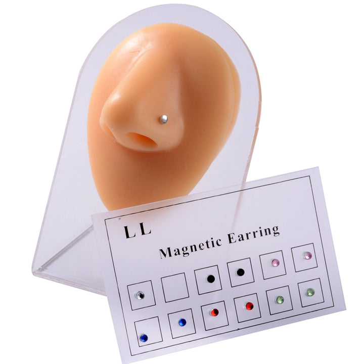 12Pcs Magnetic Stud All Match Smooth Surface Non-Pierced Magnetic Rhinestone Fake Ear Stud for Women Image 7