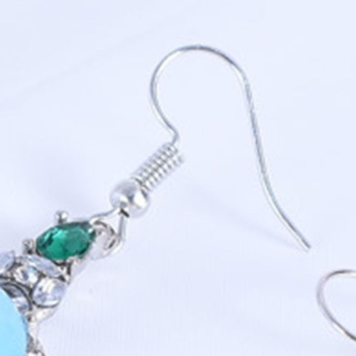 1 Pair Rhinestone Round Resin Drop Earrings Light Blue Piercing Long Hook Earrings Jewelry Gift Image 11