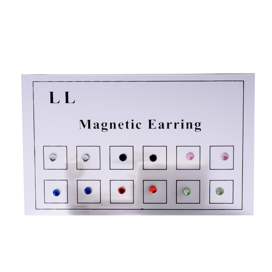 12Pcs Magnetic Stud All Match Smooth Surface Non-Pierced Magnetic Rhinestone Fake Ear Stud for Women Image 9