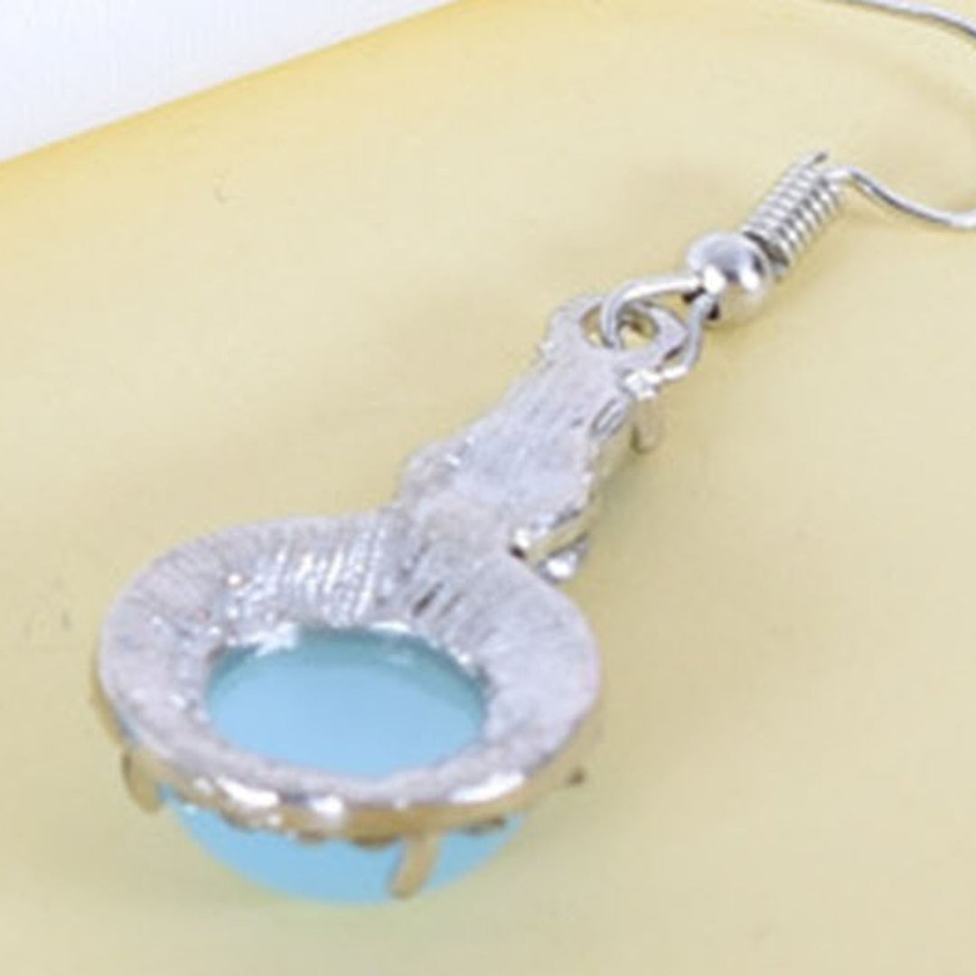 1 Pair Rhinestone Round Resin Drop Earrings Light Blue Piercing Long Hook Earrings Jewelry Gift Image 12