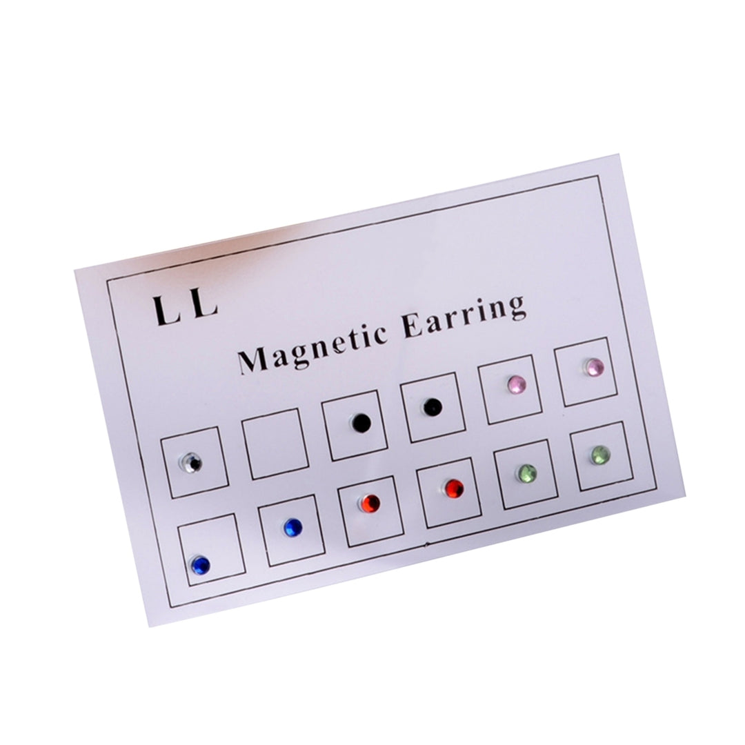 12Pcs Magnetic Stud All Match Smooth Surface Non-Pierced Magnetic Rhinestone Fake Ear Stud for Women Image 10