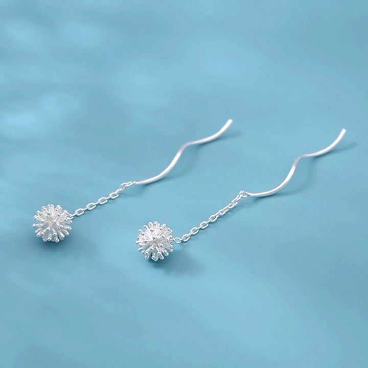 1 Pair Attractive Ladies Flower Earrings Decorative Long Dangle Dandelion Earrings for Daily Life Image 4
