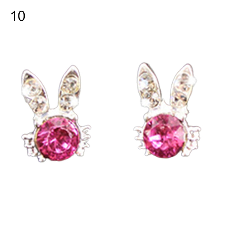 1 Pair Ear Studs Heart Cubic Zirconia Korean Bow Rabbit Cherry Imitation Pearl Stud Earrings Jewelry Accessories Image 2