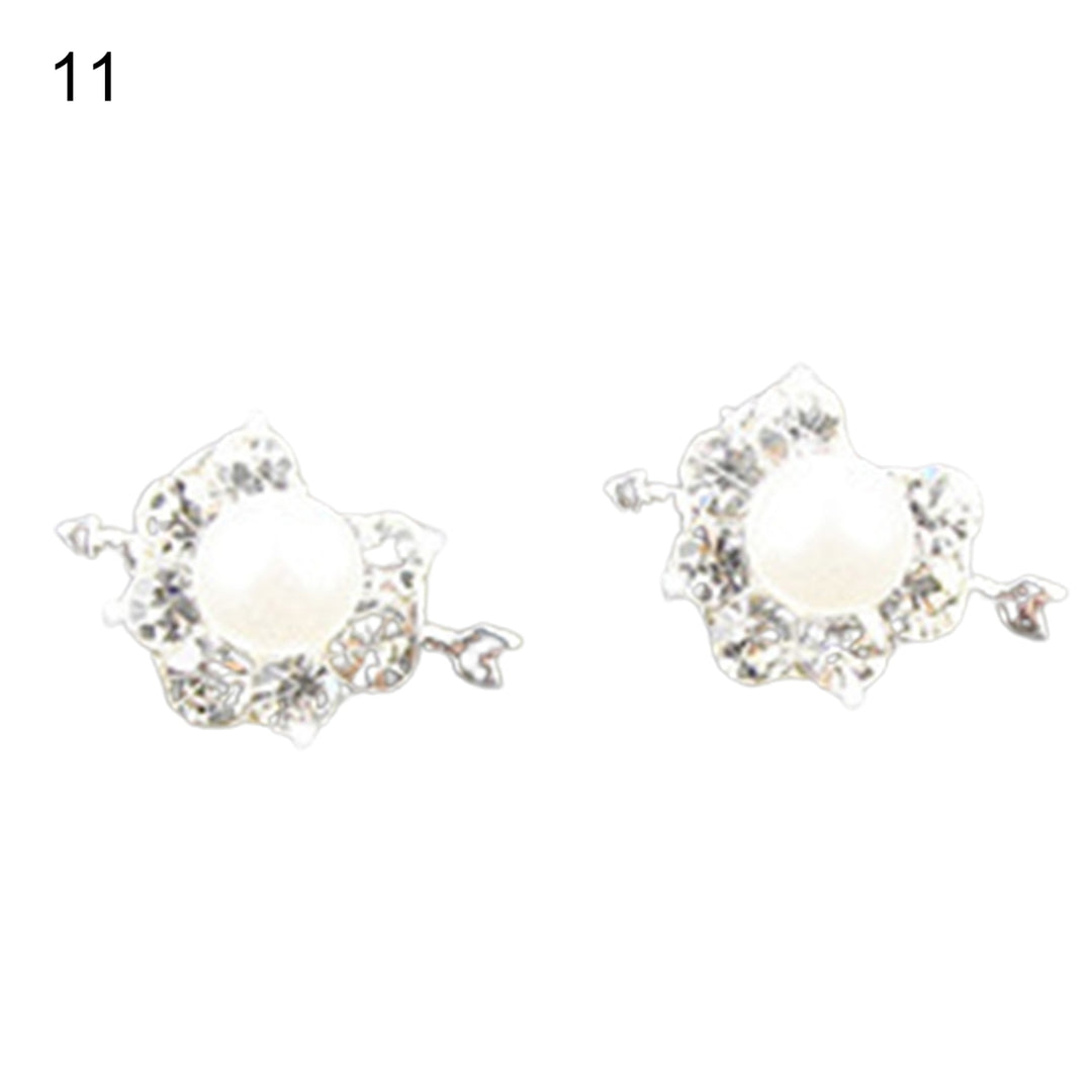 1 Pair Ear Studs Heart Cubic Zirconia Korean Bow Rabbit Cherry Imitation Pearl Stud Earrings Jewelry Accessories Image 3