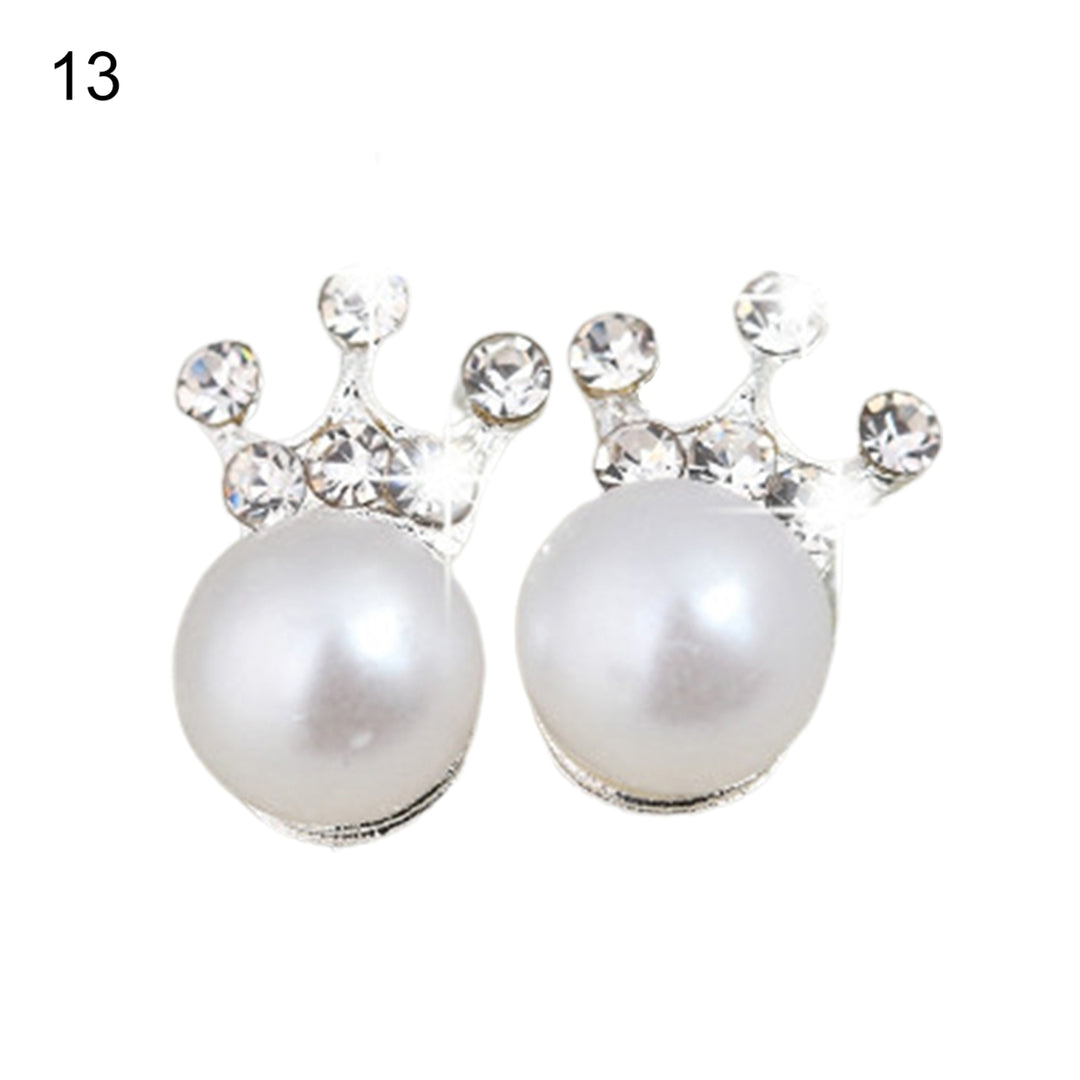 1 Pair Ear Studs Heart Cubic Zirconia Korean Bow Rabbit Cherry Imitation Pearl Stud Earrings Jewelry Accessories Image 4