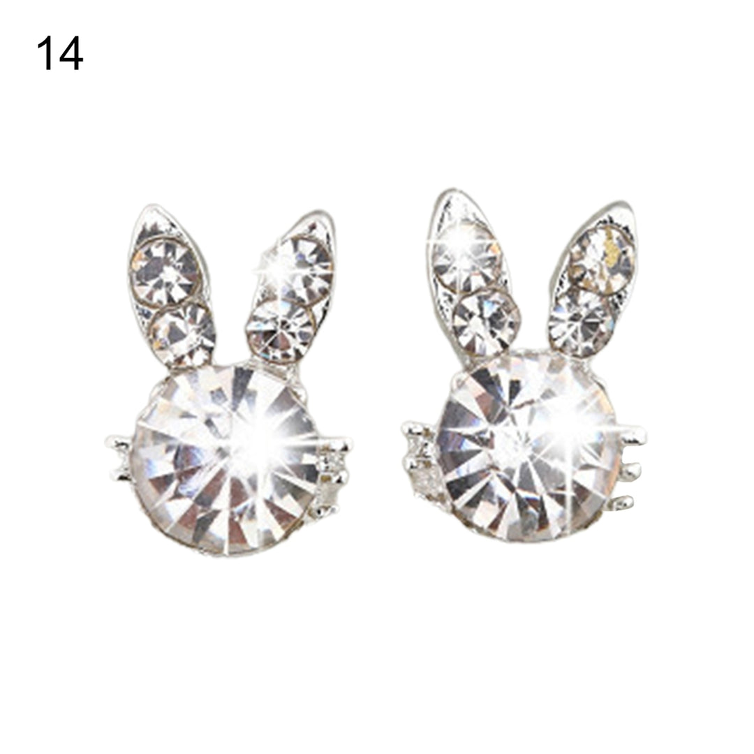 1 Pair Ear Studs Heart Cubic Zirconia Korean Bow Rabbit Cherry Imitation Pearl Stud Earrings Jewelry Accessories Image 6