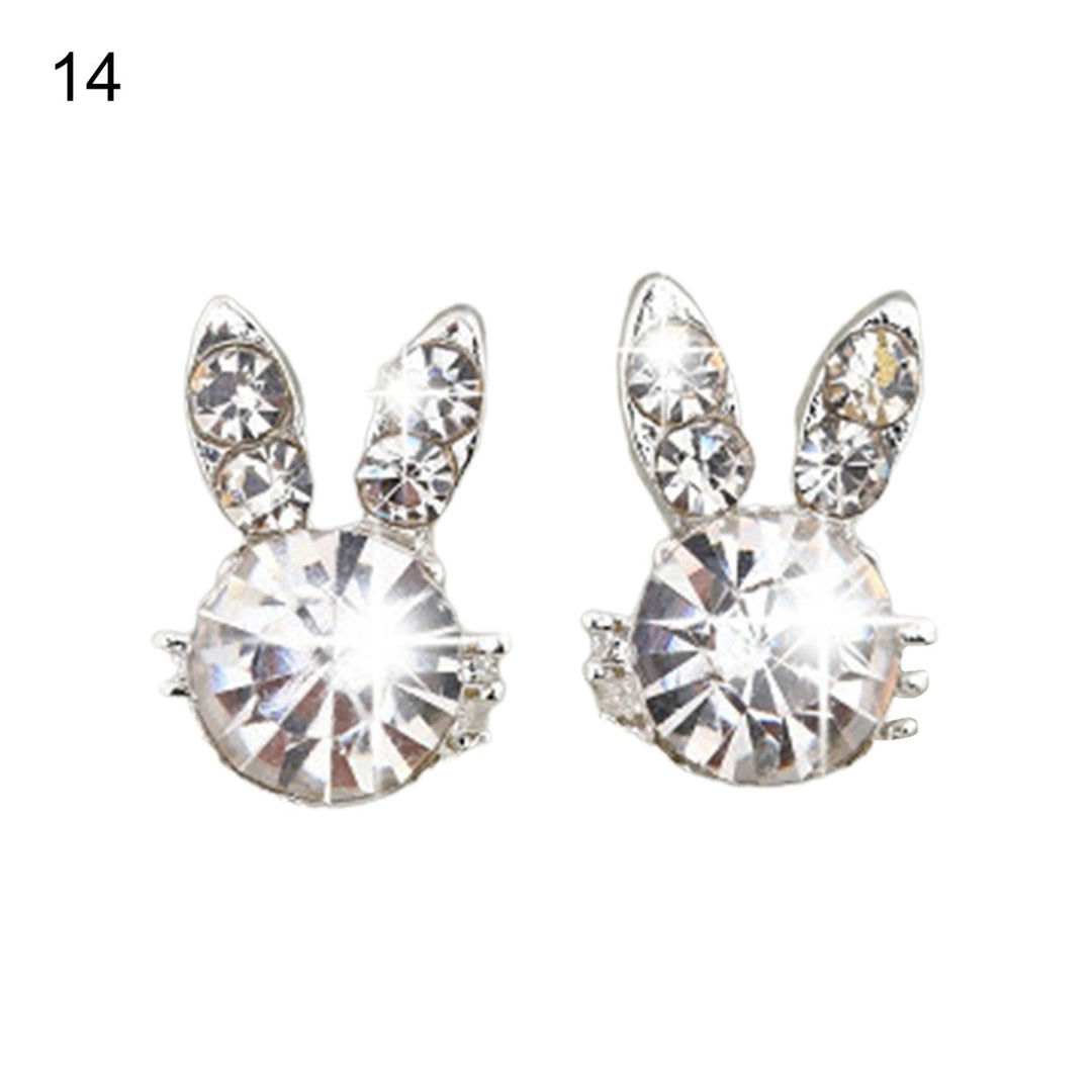 1 Pair Ear Studs Heart Cubic Zirconia Korean Bow Rabbit Cherry Imitation Pearl Stud Earrings Jewelry Accessories Image 1