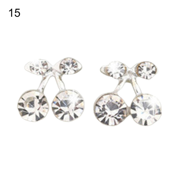 1 Pair Ear Studs Heart Cubic Zirconia Korean Bow Rabbit Cherry Imitation Pearl Stud Earrings Jewelry Accessories Image 7