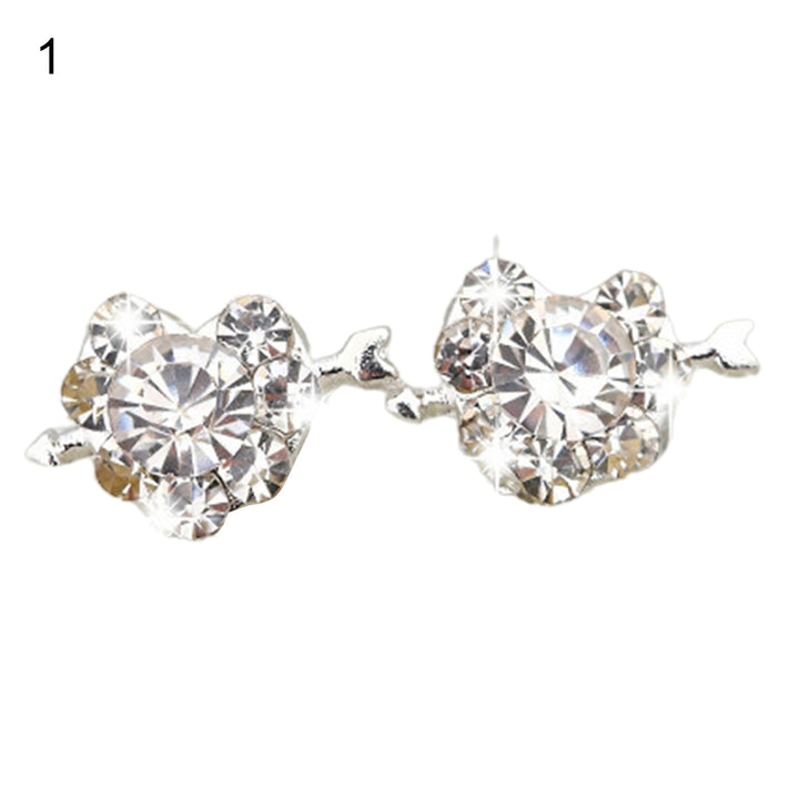 1 Pair Ear Studs Heart Cubic Zirconia Korean Bow Rabbit Cherry Imitation Pearl Stud Earrings Jewelry Accessories Image 8