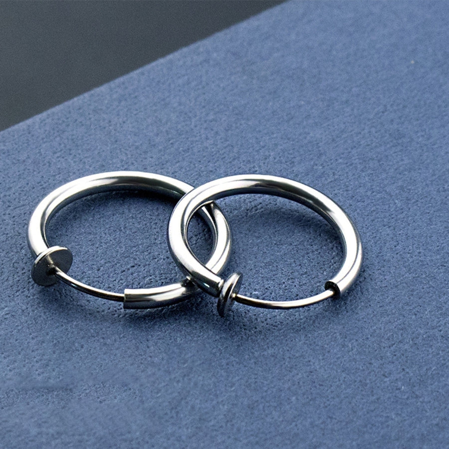 1Pc Unisex Cool Earring Round Non Ear Piercing Hoop Earring Clip for Daily Wear Image 1