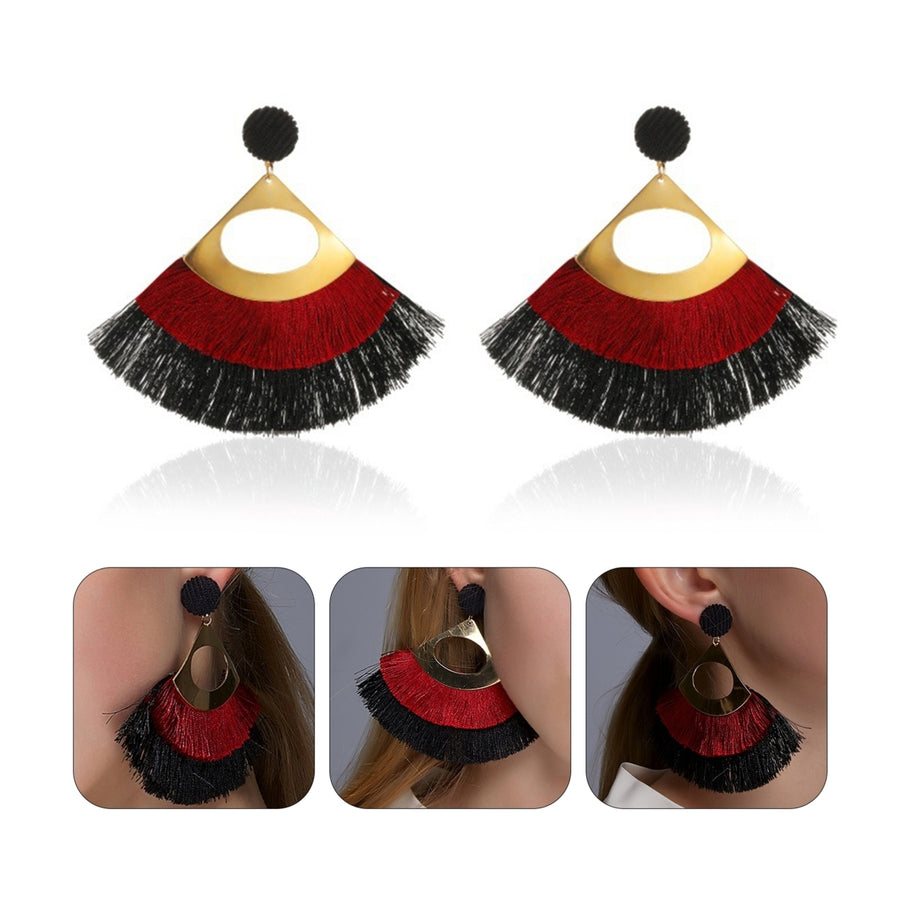 1 Pair Decorative Earrings Jewelry Bohemian Scalloped Tassel Drop Earrings for Daily Life Image 1